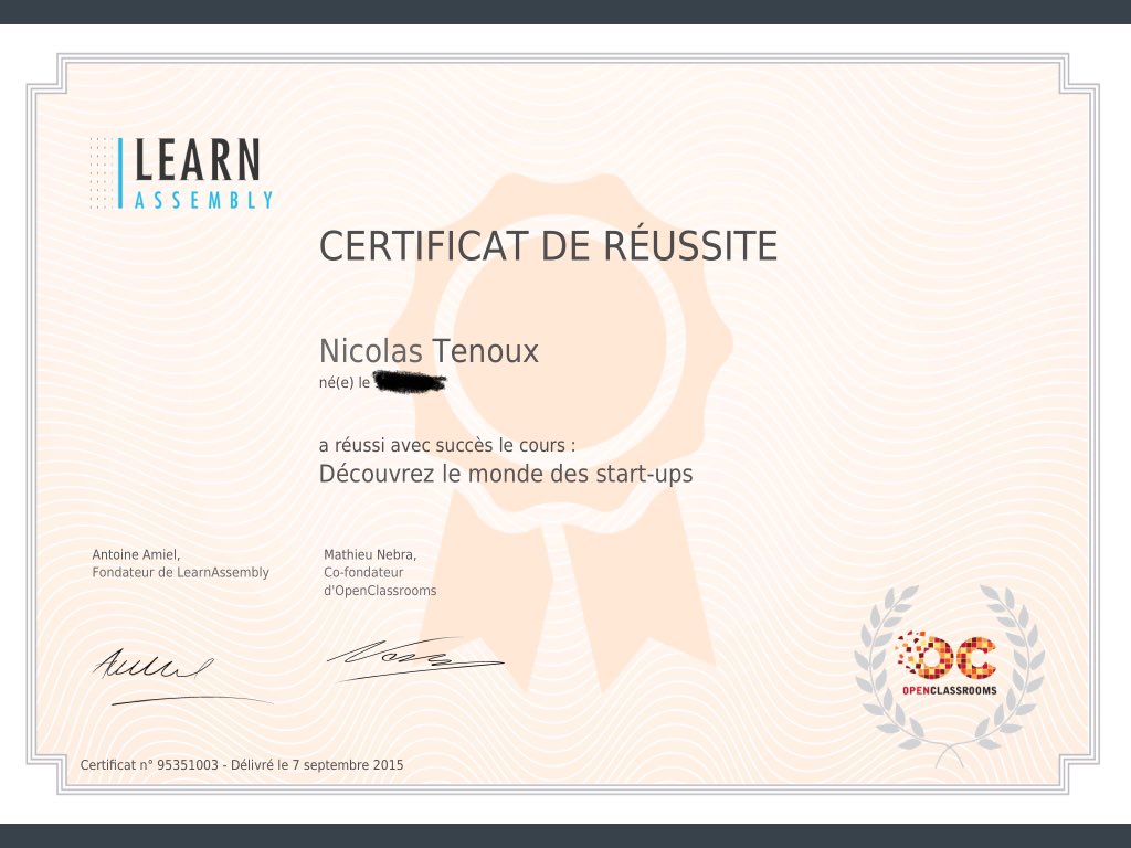Aero_Nico's tweet image. Envie d’obtenir un Certificat 100% online afin de découvrir le monde des start-ups? Rendez-vous sur OpenClassrooms. Lien disponible dans la description de la vidéo ci-dessous : youtu.be/TYlSDjgV7tc

@learnassembly @OCFrance @OpenClassrooms 

#learnassembly #openclassroom