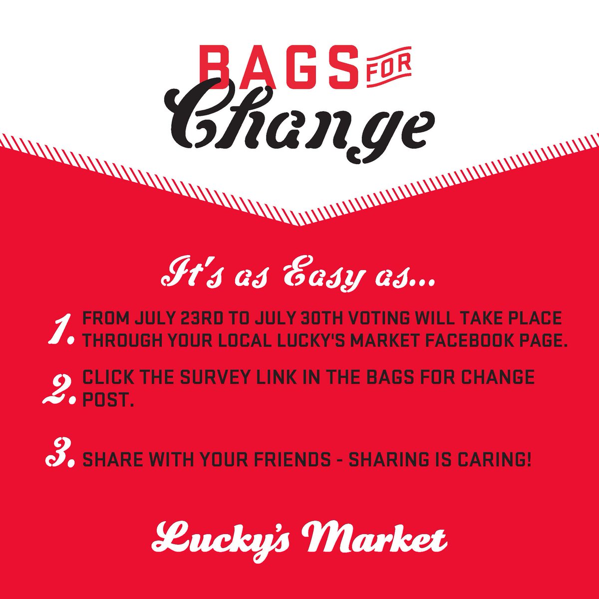 Unhoused Humanity will be participating in the quarterly “Bags for Change” program hosted by <a href="/luckysmarket/">Lucky's Market</a> Tallahassee! We need YOUR help. Vote for us to be one of the top 3 nonprofits. Click here: ow.ly/Lf2y30l54sH and help us continue making a difference in our community!