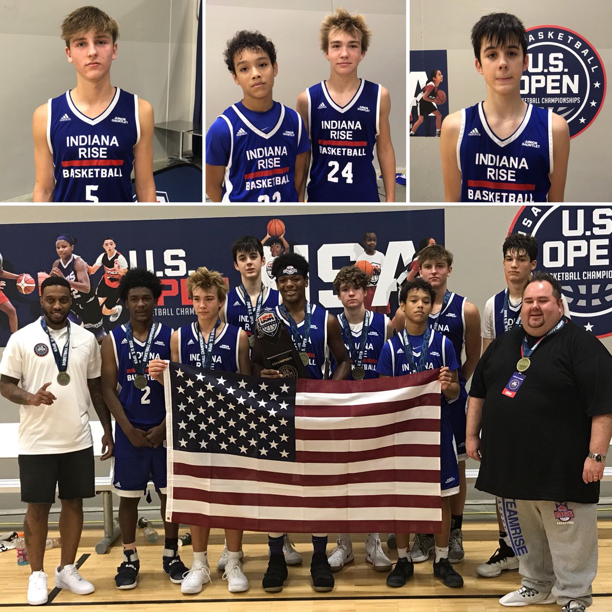 prepballstars's tweet photo. There was a whole lot of winning going on this weekend.  Congrats to @indianaelite 2020 (Adidas Gauntlet Series tournament), @IndianaRiseBall 2022 (USA Basketball U.S. Open), @NCBC_2627 both 2026 and 2027 (USBA National Champions) and @TeamTeague00 (Brawl For The Ball Champs). https://t.co/W7bEGiOfg1