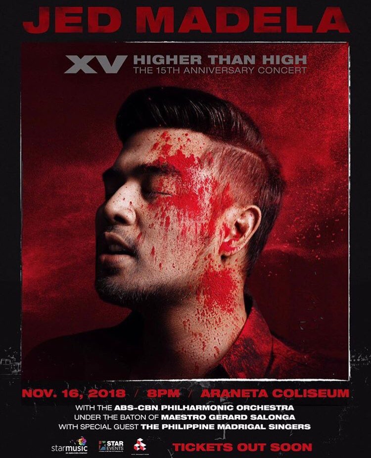 TeamJedMadela's tweet photo. Jed Madela XV 
Higher Than High 
“The 15th Anniversary Concert” 
November 16 at The Big Dome. 
TICKETS OUT SOON! 
#JedMadelaXV #HigherThanHigh https://t.co/uwiMxHXOJ4