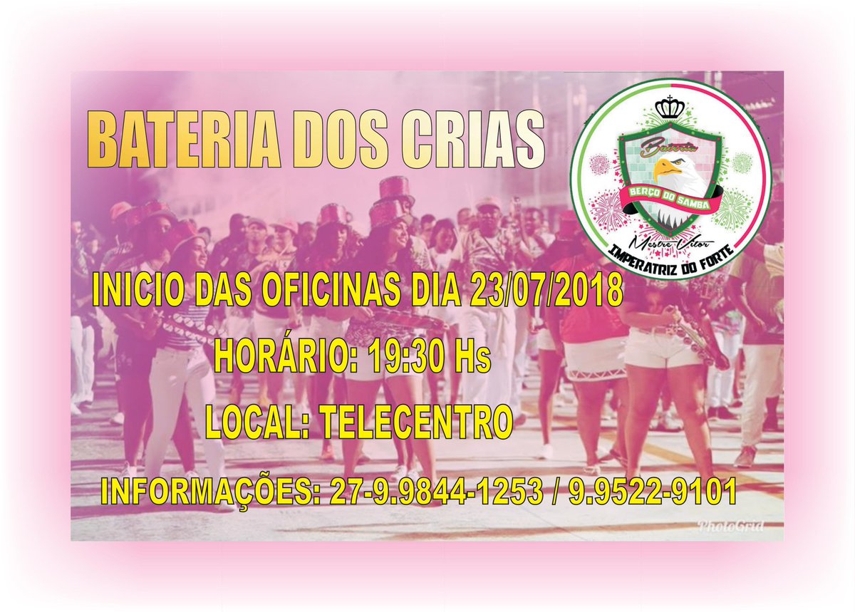 ramon_sccp's tweet image. Você que quer fazer parte da Bateria, ou quer aprimorar seus conhecimentos.. HOJE inicia a oficina para ritmistas . Mais informações chamem na DM 💚💗

#BateriaDosCrias
#VerdadeiraVerdeRosa
#BerçoDoSamba
#MstVitor