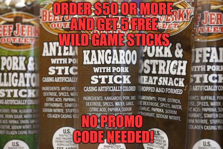 BJO_LewisburgWV's tweet image. Embrace your wild side and get FIVE FREE WILD GAME STICKS with all online orders $50 or more through Wednesday July 25! No promo code needed! Go to beefjerkyoutlet.com/lewisburg now!
#wvjerky #freewildgamesticks #nopromocode #jerky #wildgame #waymorethanjerkystore