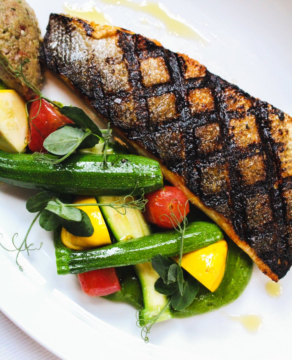 Grilled mediterranean sea bream, summer squash, and eggplant caviar from our @nycrestaurantweek which kicks off today