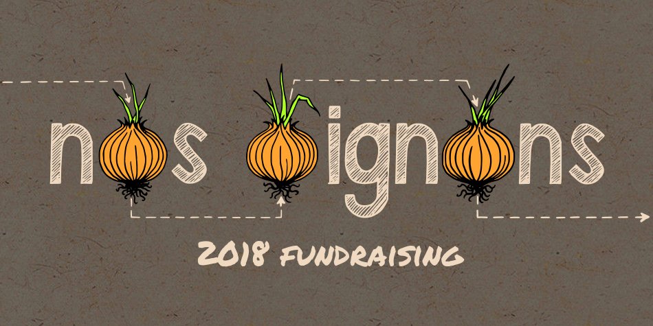 Logo for the 2018 fundraising of Nos Oignons