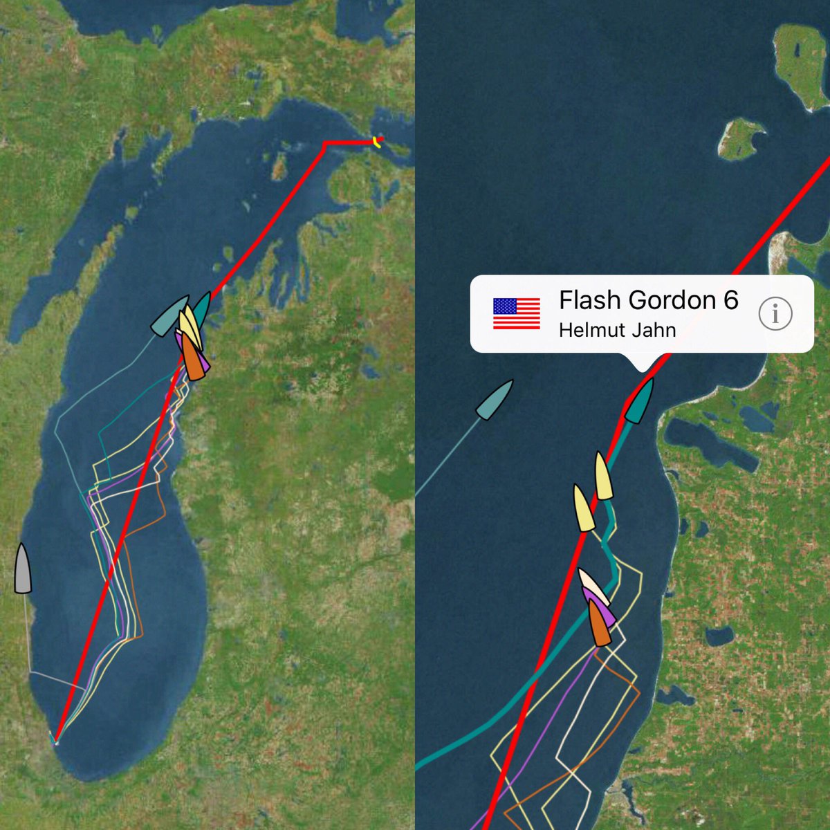 Farr40Class's tweet image. #Farr40 fleet heading up the Lake in the @RacetoMackinac.  Follow along on the Yellow Brick app for your mobile.  #CYCRTM @chicagoyc #racing #sailing
