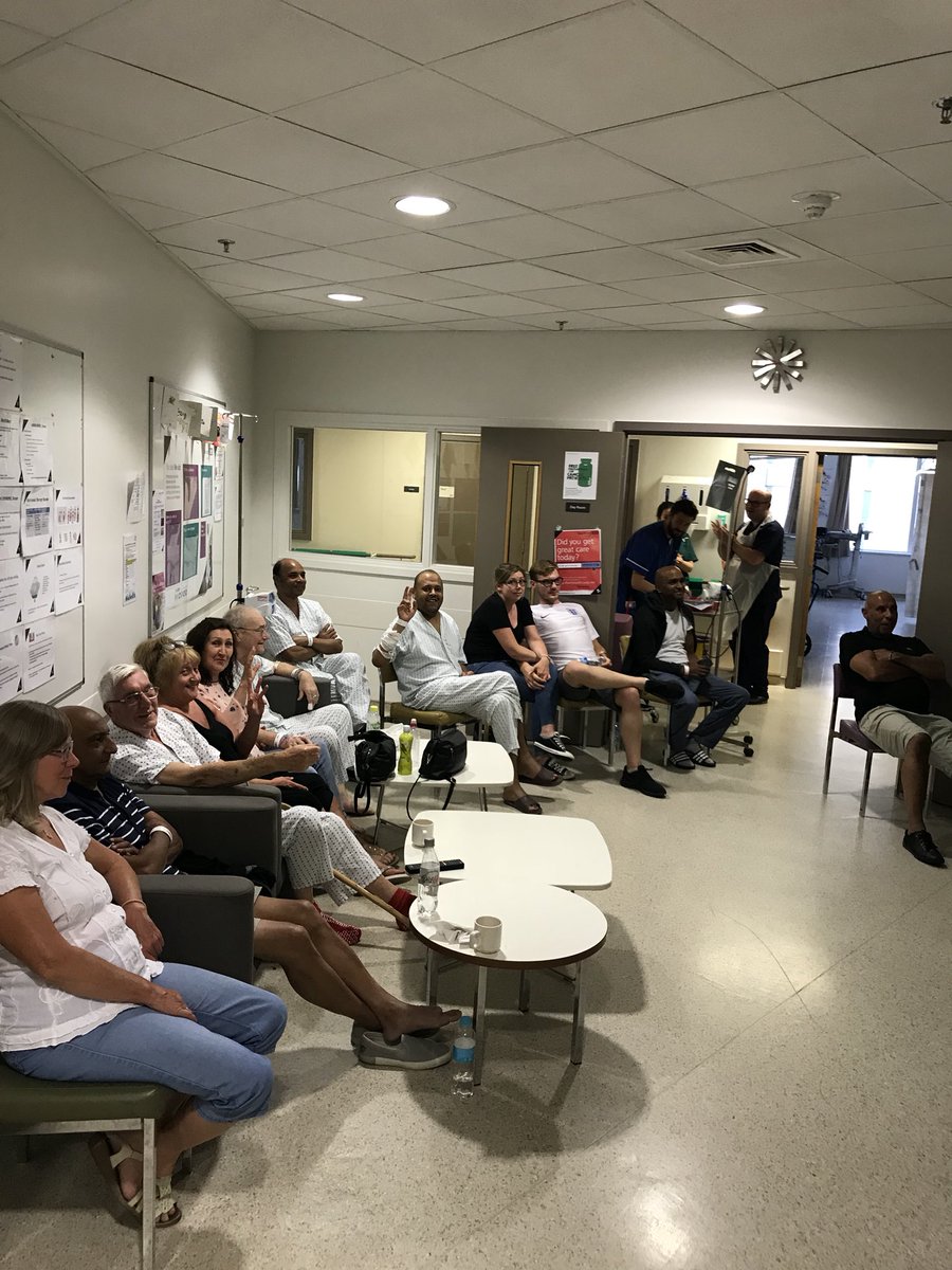 Some of our patients, sitting the the day room, watching England play in the World Cup!