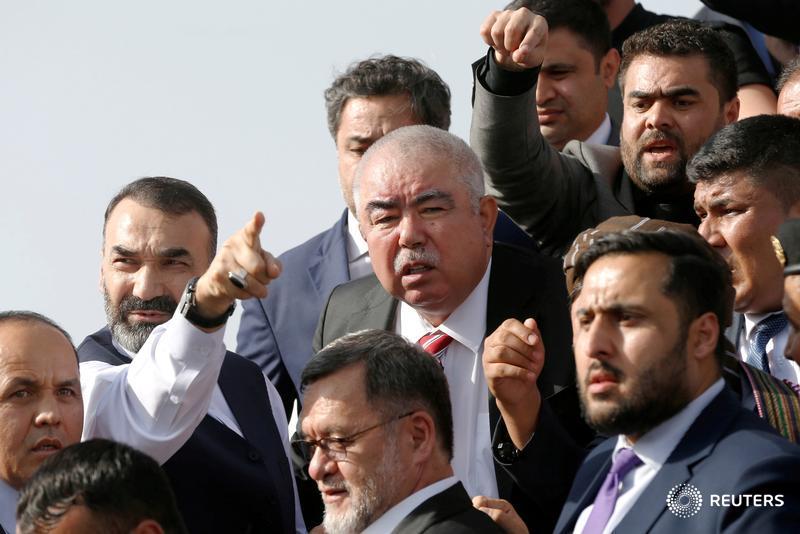 Afghan Vice President Abdul Rashid Dostum arrives at the Hamid Karzai International Airport in Kabul.