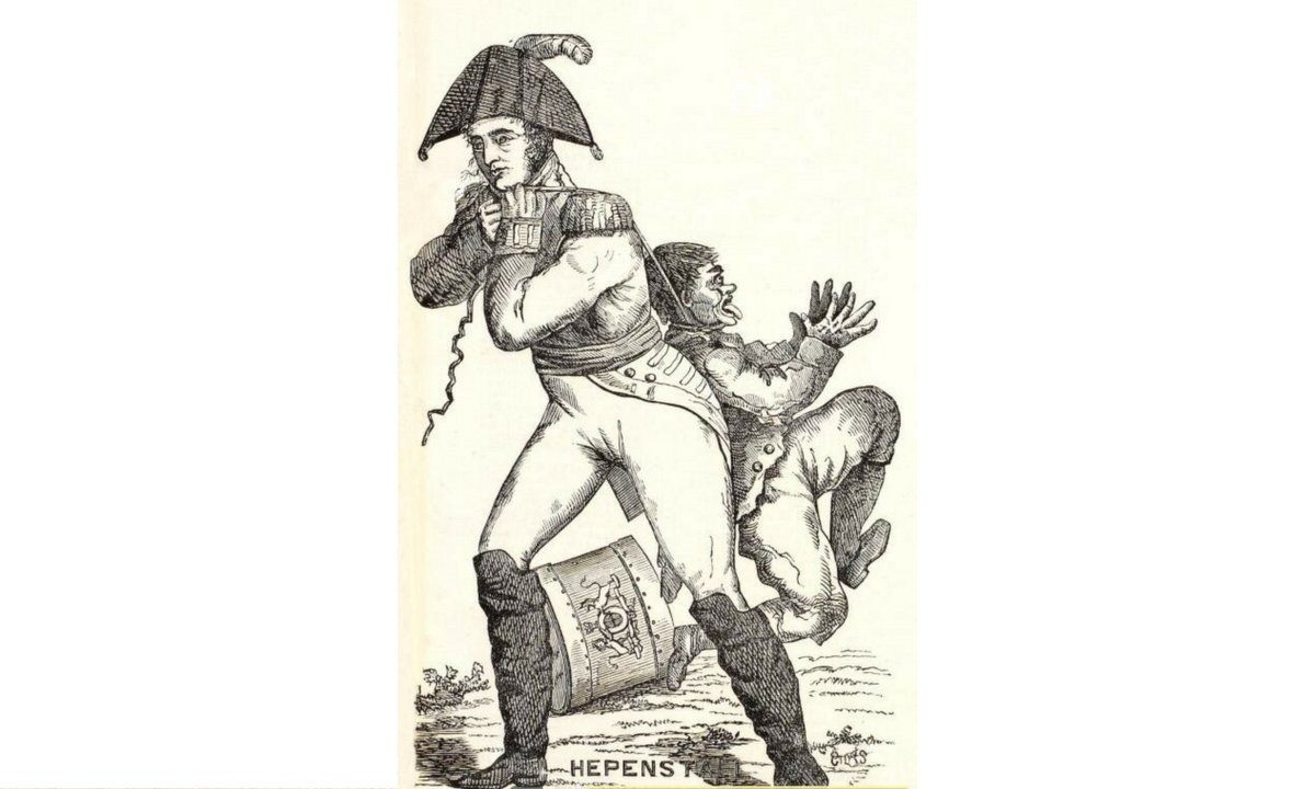 Some of the most infamous stories surround Lieutenant Edward Hepenstall, a giant of a man popularly known as The Walking Gallows for his habit of acting as judge, jury, and executioner, hanging men with his own cravat across his broad back as they kicked and choked to death.