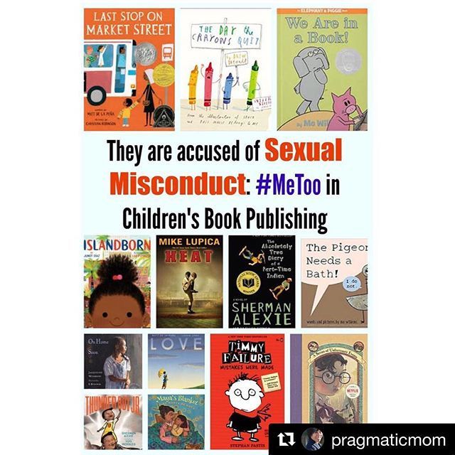 joshfunkbooks's tweet photo. EVERYONE should read this post by @pragmaticmom
.
#Repost @pragmaticmom
・・・
On my blog: #metoo comes to children’s book publishing. These are the authors and illustrators accused of sexual misconduct. #timesup #picturebook #teachersofinstagram #momso… https://t.co/pJdlMNZeBT https://t.co/v68ccoe3uT