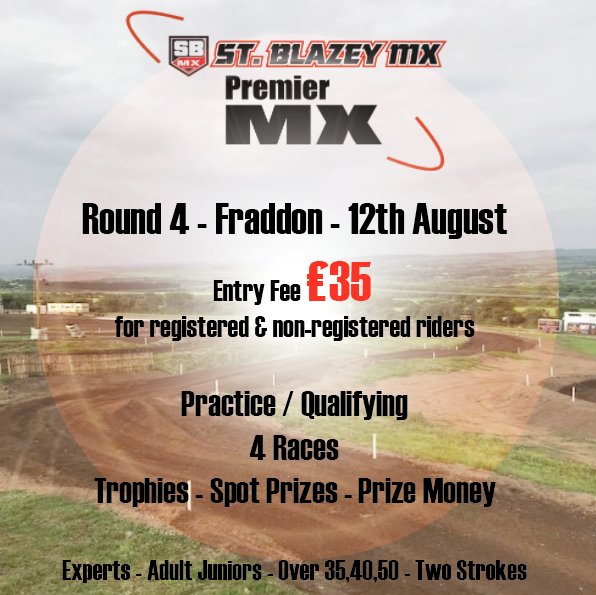 RHLPremierMX's tweet photo. Don't forget to get your entries in for Round 4 Fraddon Moto Parc on Sunday 12th August.

➡️ https://t.co/yN2XshRE0w

#stblazeypremiermx #mx #motocross #britishmx #fraddonmx https://t.co/mUc8vBF8Is