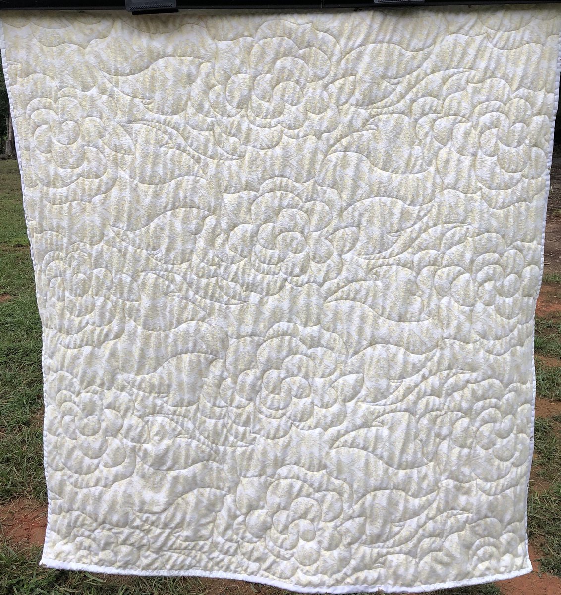 PeacefulHillQ's tweet photo. My #sprinklesquilt is finished! I used the beautiful Soft rose pantograph from #UrbanElementz for the quilting, it blends into the front,letting the piecing take center stage, and stands out on the soft minky back. #battgirls #superiorthreads https://t.co/otJ5h3hvs9