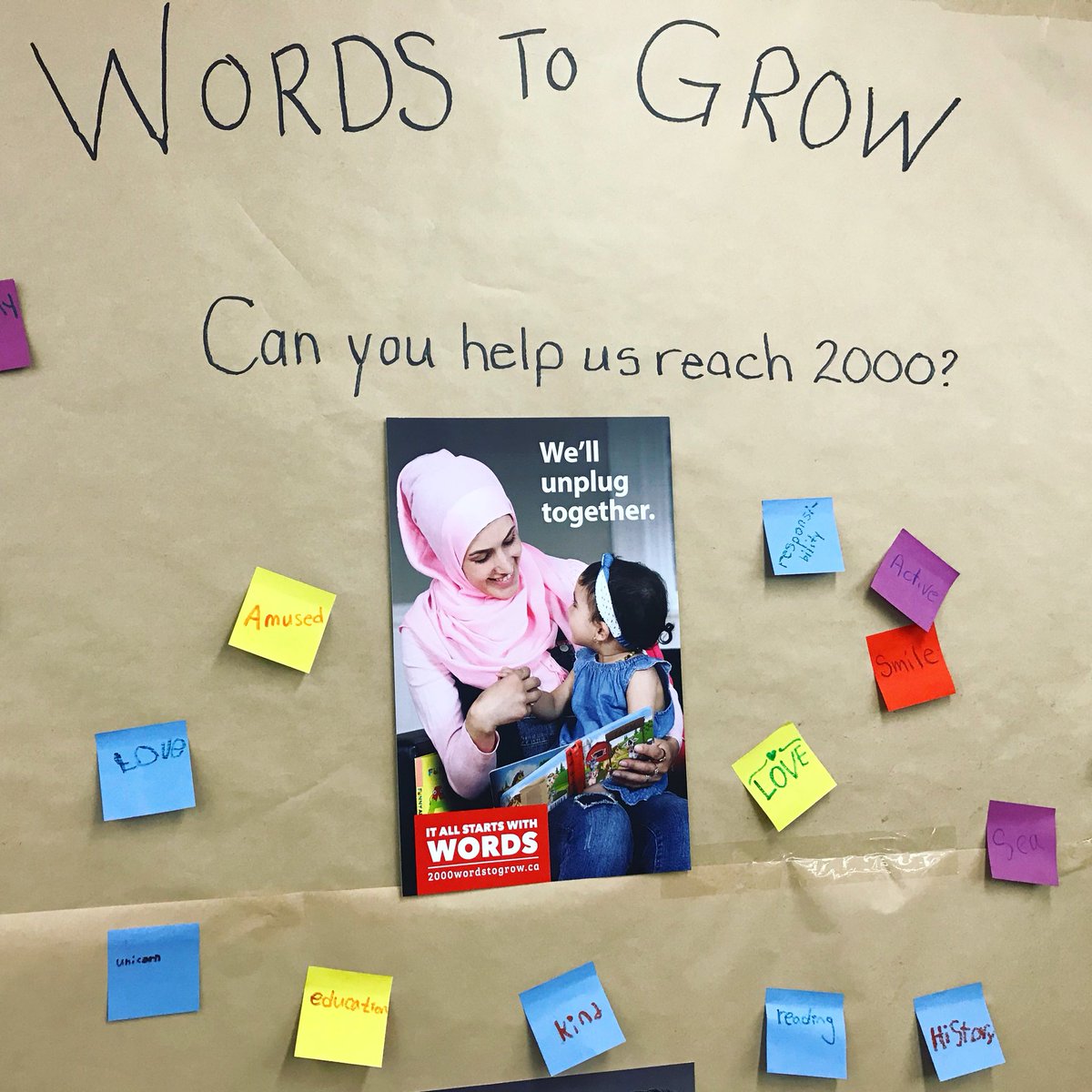 debrafranke7's tweet photo. Words to grow. Can you help us reach 2000 words at the Byron Branch Library? Come and add your favourite word! #wordstogrowby #wordstogrow #2000words #2000wordsaday #wordswelove #addyourwords #favouritewords #publiclibraries #instalibraries #librarylove @londonlibrary #LdnOnt https://t.co/103dcz4Pac