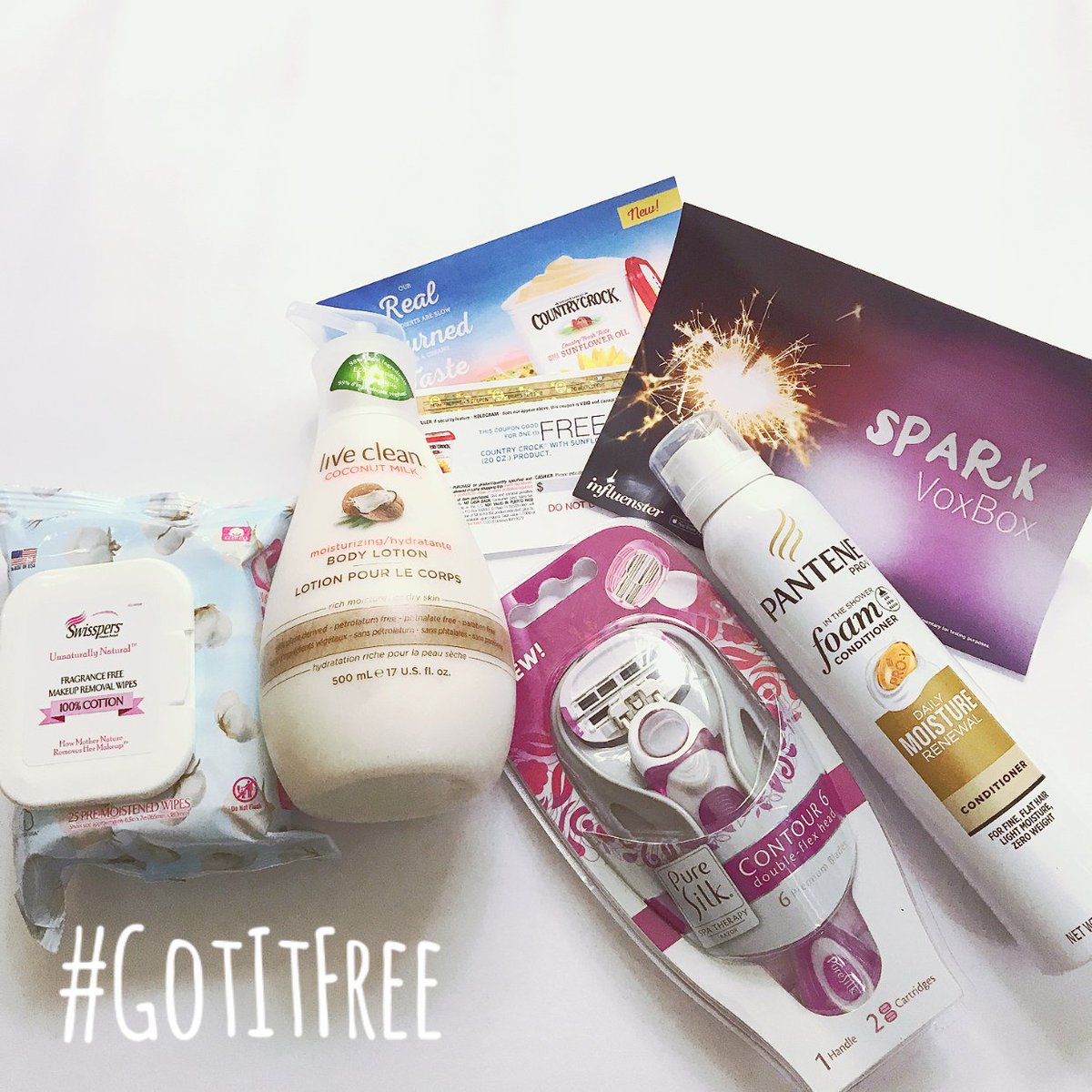 Kayla_La's tweet photo. Thanks @Influenster for the #SparkVoxBox! You know I'm hairy? &amp; ashy?..most excited to try the #livecleancoconut body lotion 😅  (received these items #Complimentary) https://t.co/BaseaEunWY