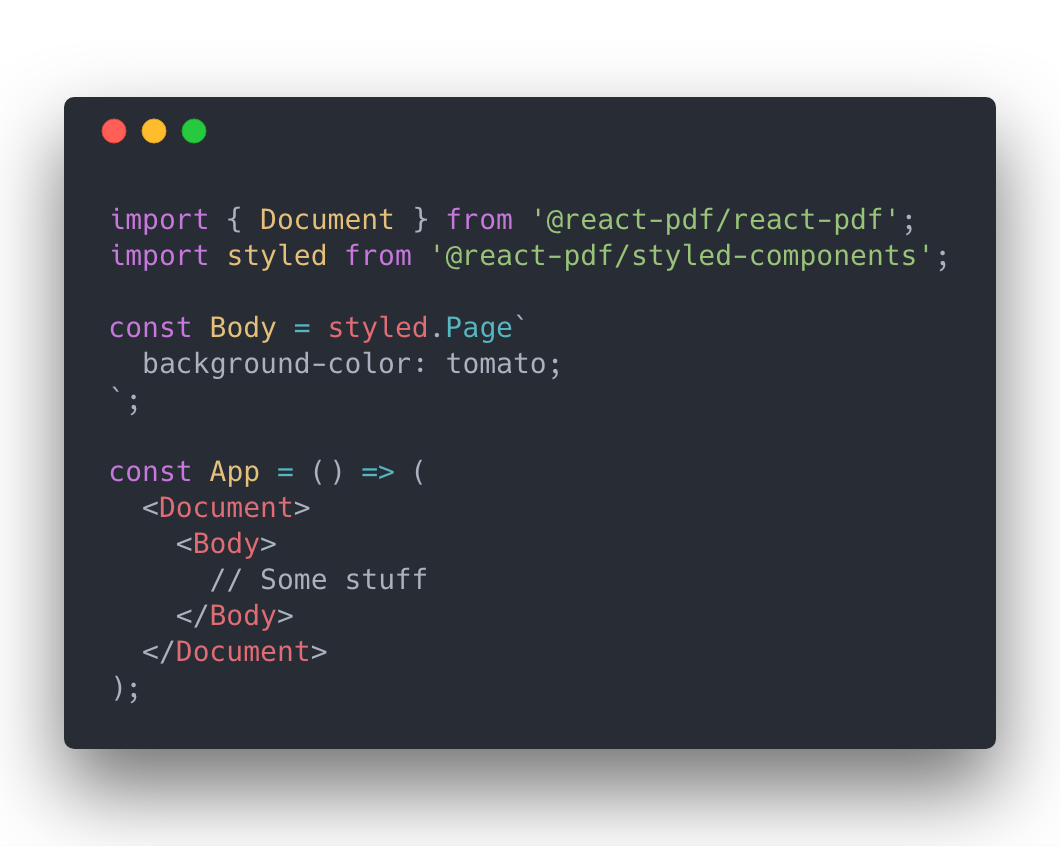 Styled components typescript. Styled components. react pdf.