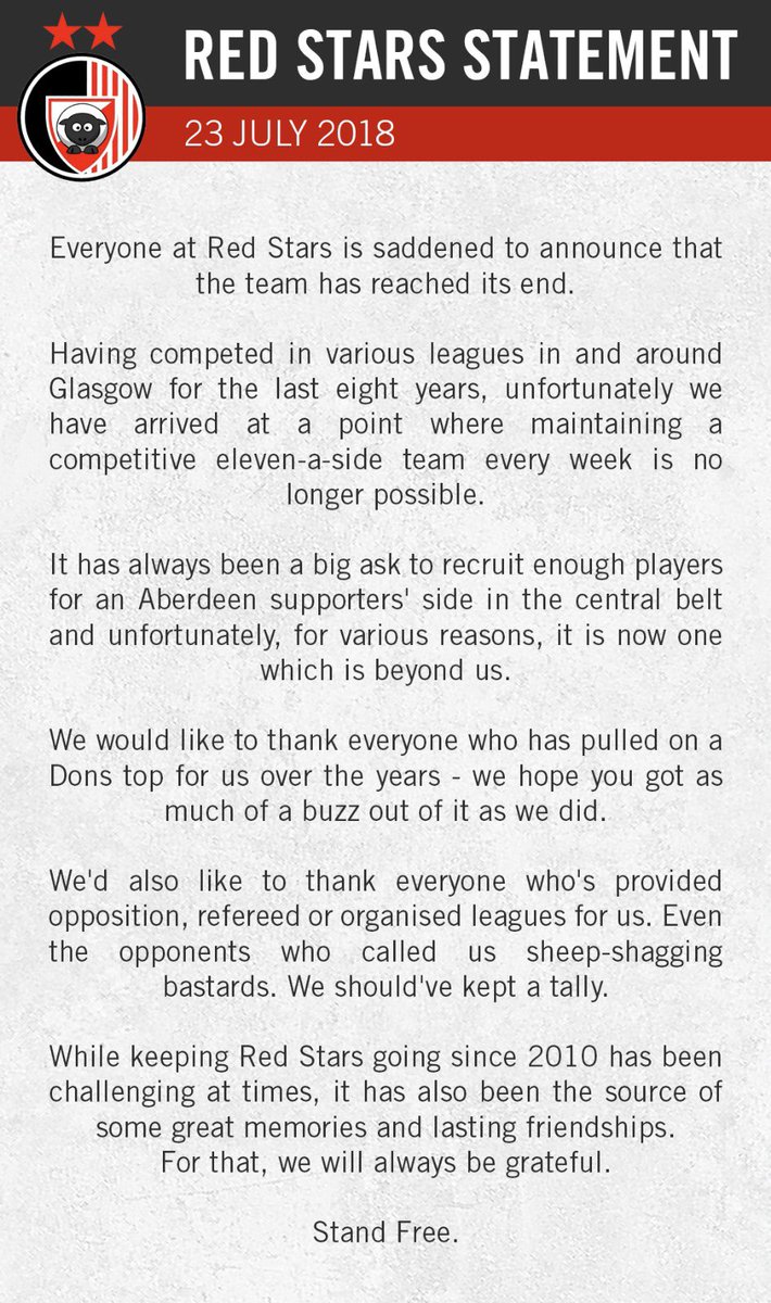 Red_StarsAFC's tweet photo. 🔴⚪️ Announcement - It’s the end of the road for Red Stars: https://t.co/iBASNOlfyN
