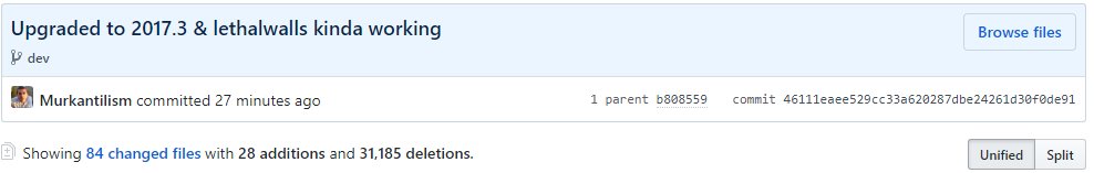 VarianceCS's tweet image. It's been a minute, hasn't it? Back from a year-long hiatus and it feels good to commit again, even if it's a simple update to Unity 2017.3 and some plugins.