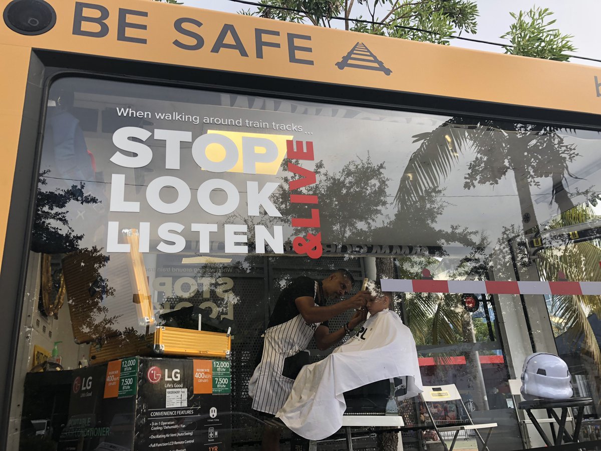 <a href="/buzzitforward/">BUZZ</a> The clear see-through container has made stops around Miami-Dade and Broward County giving underprivileged youth free haircuts, mentorship and a rundown on how to stay safe around railroad tracks.