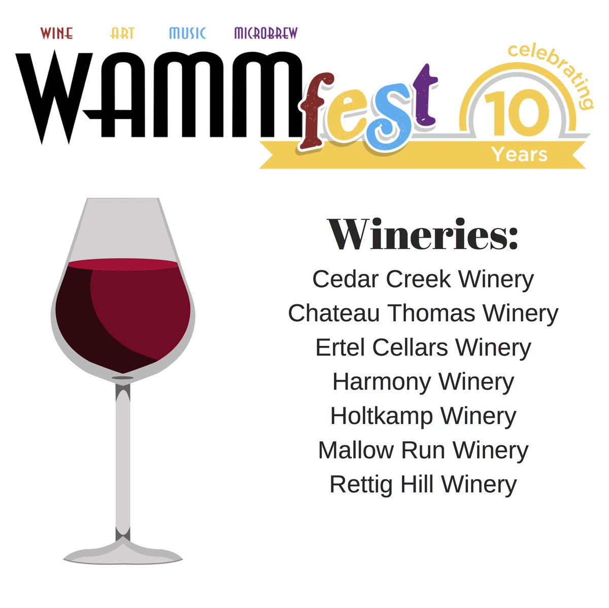 WAMMfestIN's tweet image. Sip, sip, hooray! Here are the wineries you&apos;ll be able to savor during #WAMMfest... 🍷