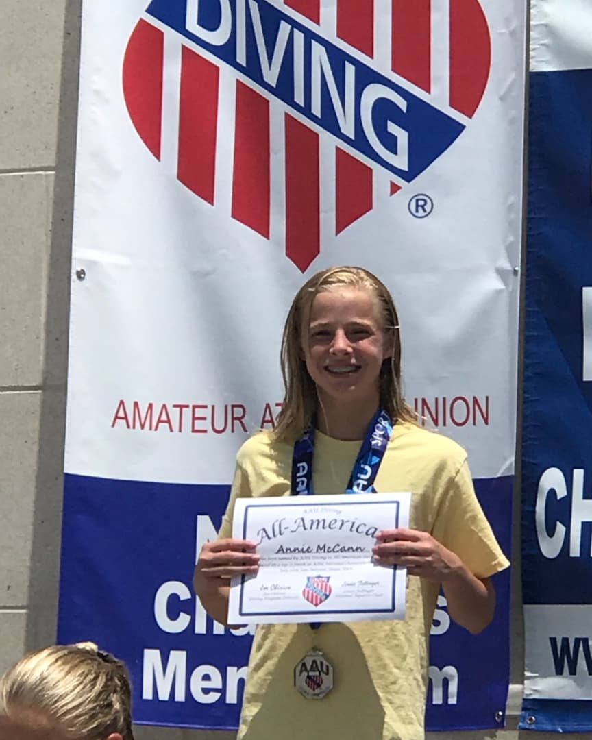 AlamoDiving's tweet photo. Congratulations Annie!!! Silver medalist at the 2018 AAU National Championships Group C Platform!! #AAADPROUD #AAU #AAAD @NISD https://t.co/ahTpeG8mRg