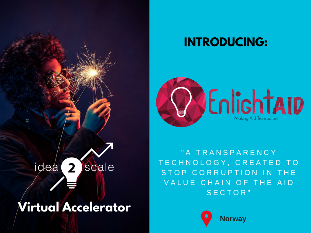 idea2scale's tweet photo. Introducing the @EnlightAID team who are taking part in our virtual accelerator from #Oslo. EnlightAID have a transparency technology, created to stop corruption in the value chain of the aid sector. #Startups #AidTech https://t.co/8zWn0tH7ul https://t.co/idVQMVPTMu