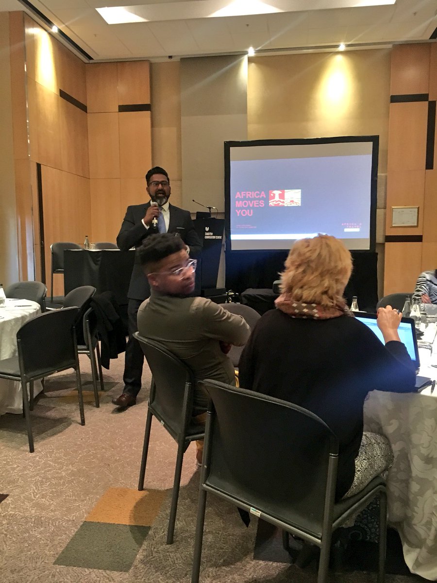 travel_indaba's tweet photo. South African Tourism GM: Exhibitions & Strategic Events,@neilnagooroo gives a warm welcome to all attendees at todays #indaba18 Debriefing Session. #AfricaMovesYou https://t.co/f5D5BwwwFM
