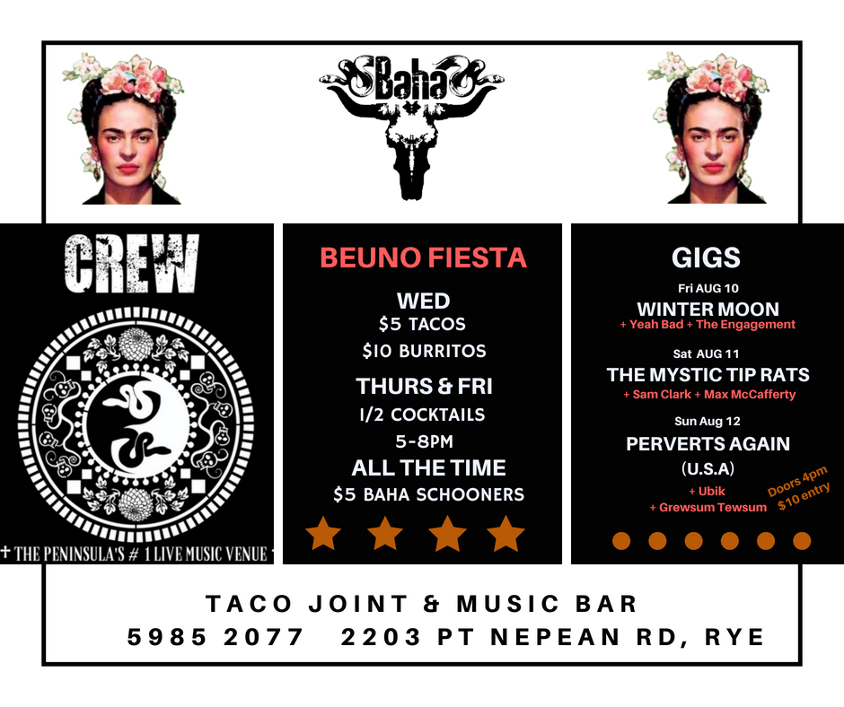 Mega weekend of live bands this weekend. Get on down for 3 band lineups Fri/ Sat and Sun. Tippys will be Huge Sat and we have USA legends Perverts Again on Sun #sundaysesh #themystictiprats #wintermoon #pervertsagain #baha