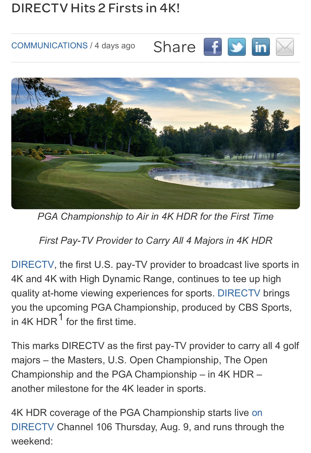 Uživatel Paolo Pescatore na Twitteru „More live golf in #UHD #4K and #HDR forDIRECTVATT Significantly, first provider to carry all 4 golf majors in these formats 👉The Masters 👉U.S