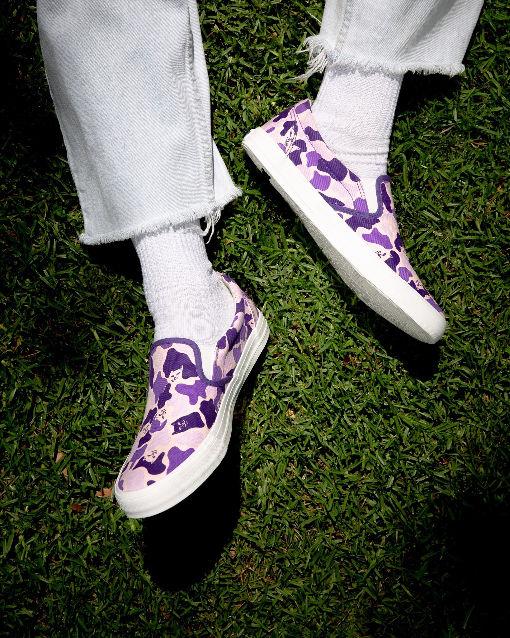 ripndip purple camo slip ons