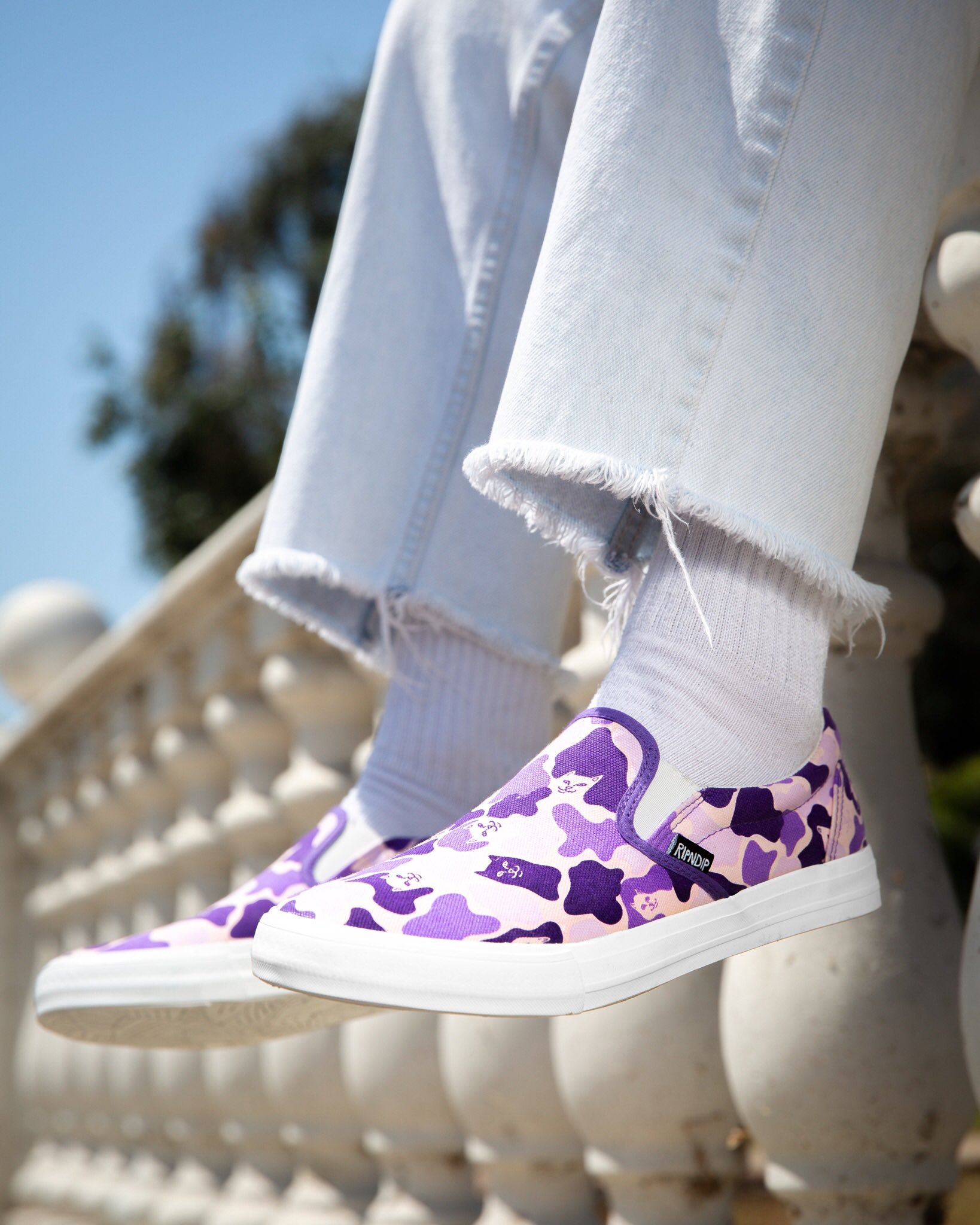 ripndip purple camo slip ons
