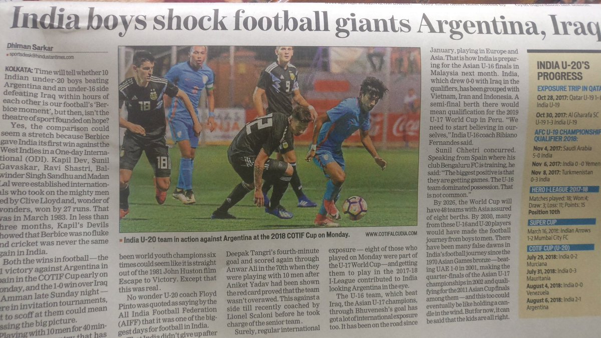 @AsimMinhaj1 @HashimKalathil @FIFAcom @vignesh_arun98 @IndianFootball @Argentina Absolutely shameful and myopic view of the #IndiaOlympicAssociation in not sending a #football team to the #AsianGames2018. Proof of the myopia is amply busted by the stellar performance of the youngsters.
