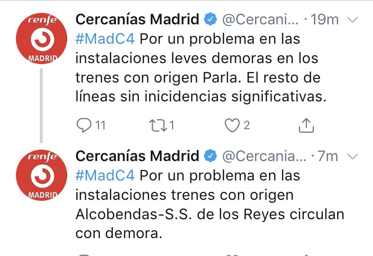 HartosC's tweet photo. El día amanece con nueva avería. Suerte a todos los que cogemos Cercanias para ir a trabajar! @c4enfurecida @RenfeMeMata @SufroMadrid @SalvaCercanias https://t.co/Xc5yDGazcH