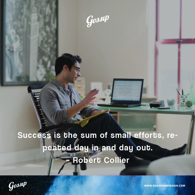 gossipwebdesign's tweet image. Gossip! Success is the sum of small efforts, re-peated day in and day out. -Robert Collier bit.ly/2A3qGY4 #WebdesignMelbourne #WebsiteAustralia #Websitedesign #SEO #Digitalmarketing #AFL #digitalagency #DesignagencyAustralia #webdesign #website