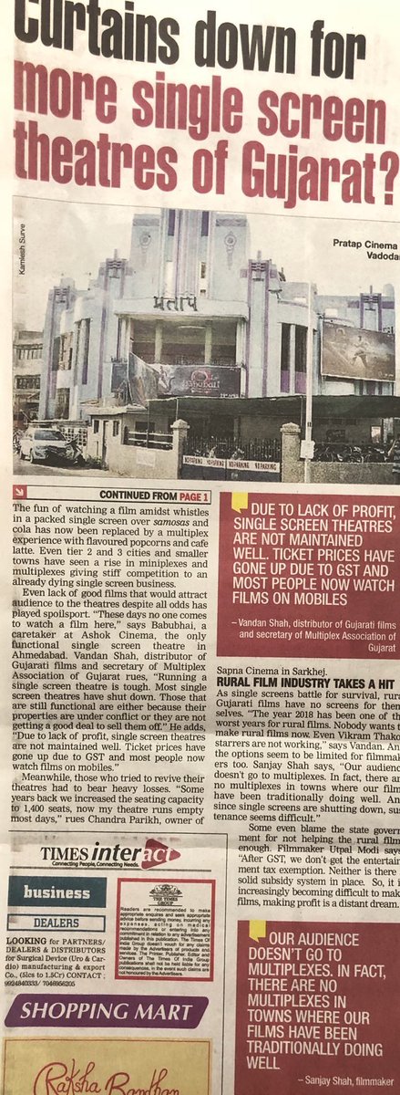 WhoMayurChauhan's tweet image. Single Screen Theatres are dying ! Sad 😔

#Gujarat #Cinema #UrbanProblems