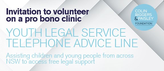CBPFoundation's tweet photo. Volunteers needed! @CBPFoundation @mvillelegal host a weekly evening telephone legal advice line for children &amp; young people in NSW. The advice line plays a critical role in providing #access2justice for young people. DM to volunteer on a Monday night. @AusPBC https://t.co/4jKFMdhEo7