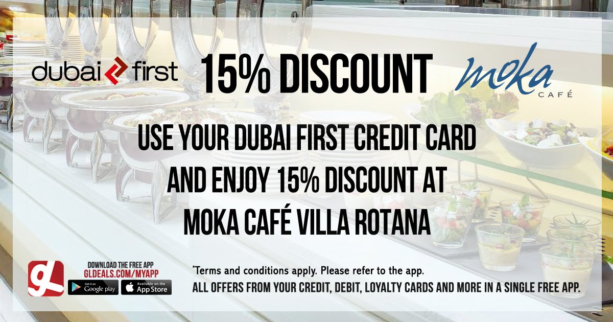 gldeals_app's tweet photo. Enjoy 15% discount at Moka Cafรฉ using your Dubai First Card.
Download GL Deals app now for free. https://t.co/cdYkY9wydW #instalike #tagsforlikes #mydubai #uae #offers #app #appstore #iosapp #googleplay #android #ios #gldeals #deals #discount #dubaifirst #mokacafe https://t.co/0UTVFDDeJ6