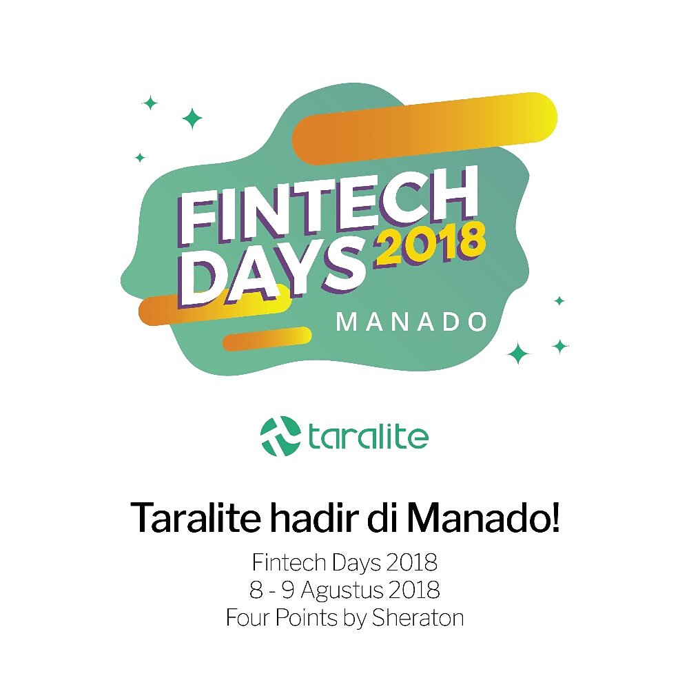 Taralite_id's tweet photo. Hai hai! 
Taralite akan hadir dalam acara Fintech Days 2018 Manado loh! Acara ini diselenggarakan oleh OJK yang bertempat di Four Points by Sheraton pada tanggal 8 - 9 Agustus 2018.
Ayo kunjungi Fintech Days 2018 dan cari tahu lebih lanjut tentang Taralite! https://t.co/EsnqMowsOn