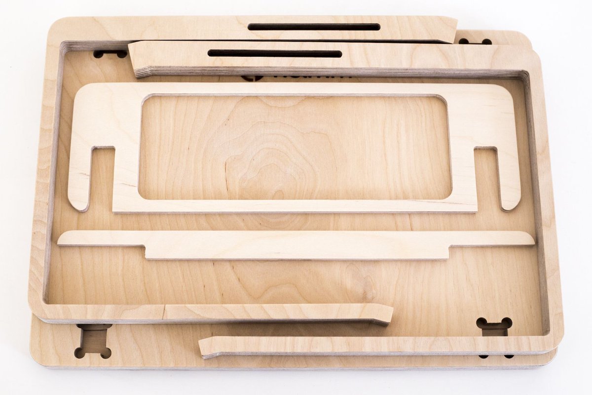 Our Mykia portable standing desk packs up flat to the size of a laptop. No screws, bolts, clips or fastenings are needed. Just slot together for a strong stable platform to stand and work at. #WorkFromHome #WorkHard #CNC