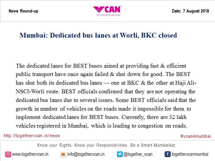 Retweeted TogetherVCAN (@Together_VCAN):

#Mumbai: Dedicated #bus lanes at #Worli, #BKC closed

Click here to read more:
togethervcan.in/news/mumbai-de…

#Vcan4Mumbai  togethervcan.in/news/mumbai-de…
