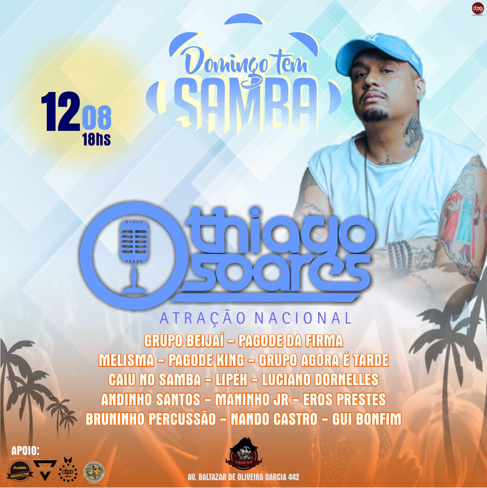 _pgdfirma's tweet image. Domingo estamos junto com nosso parceiro Thiago Soares no Domingo tem samba... Vamos de som!

@_brunovidalC 
@KharinaaSilvaa 
@oh_toddy 
@HsTinho