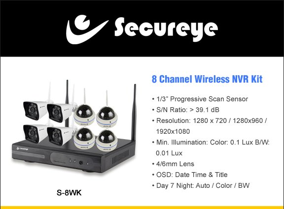secureye 8 channel wireless nvr kit