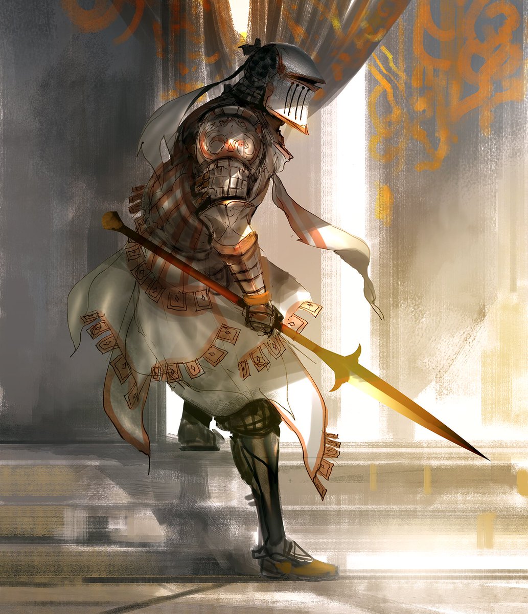 long days end with simple knights #art #knights #armor #illustration, image size:1033x1200