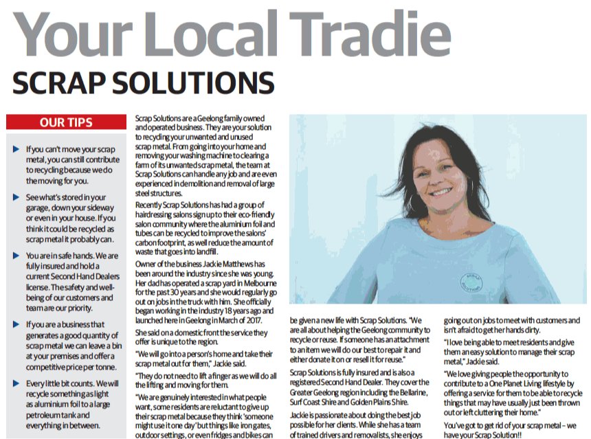 GeelongChamber's tweet image. Spotted!! Geelong Chamber Member Scrap Solutions in today&apos;s @geelongaddy offering tips to the region on recycling and reusing! #scrapsolutions #geelongbizsays
