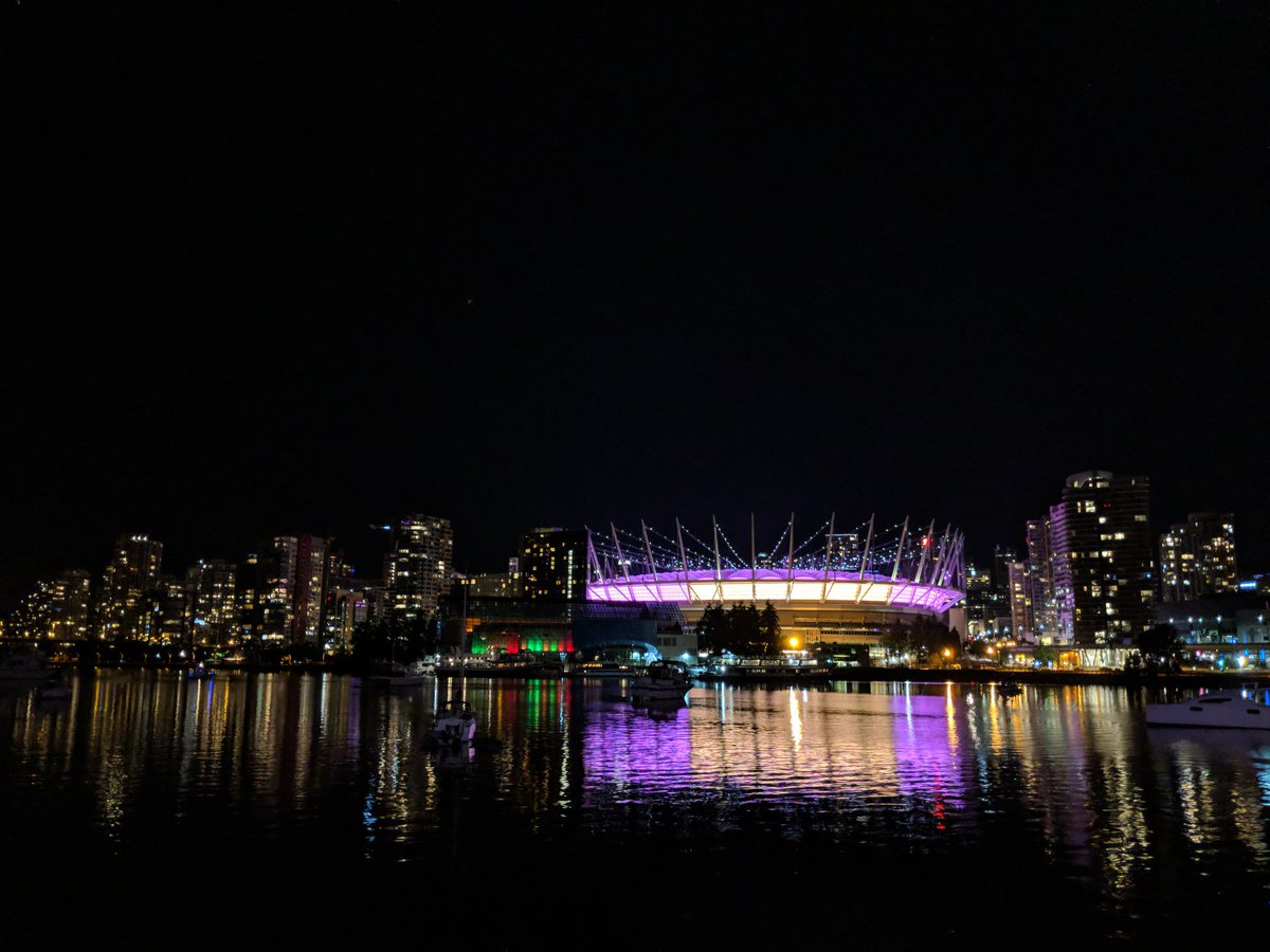 PVNHday's tweet photo. Happy #PVNHday!! Tonight, @BCplace was lit #pinkandyellow in support of our #PVNHfamilies worldwide, in advance of #Aug7. Great #start to a #PVNHloud campaign to raise #PVNHawarenes. #inmemoryofElla https://t.co/s7tkwZ3L7o