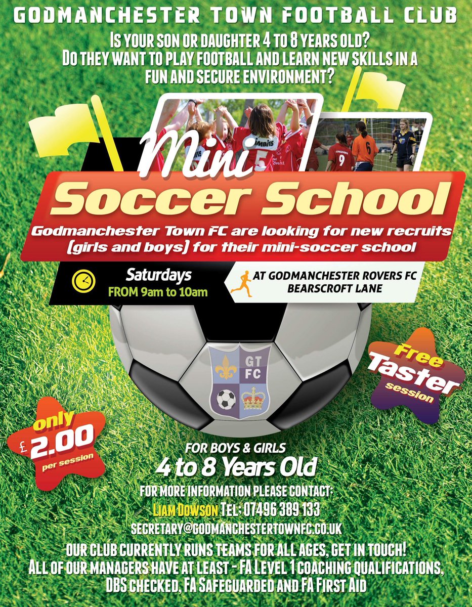 Our Mini Soccer Club started back this Saturday, if your child is 4-8 years old come down and join in..
Run by our UEFA B coach. <a href="/HuntsFA/">Huntingdonshire FA</a>