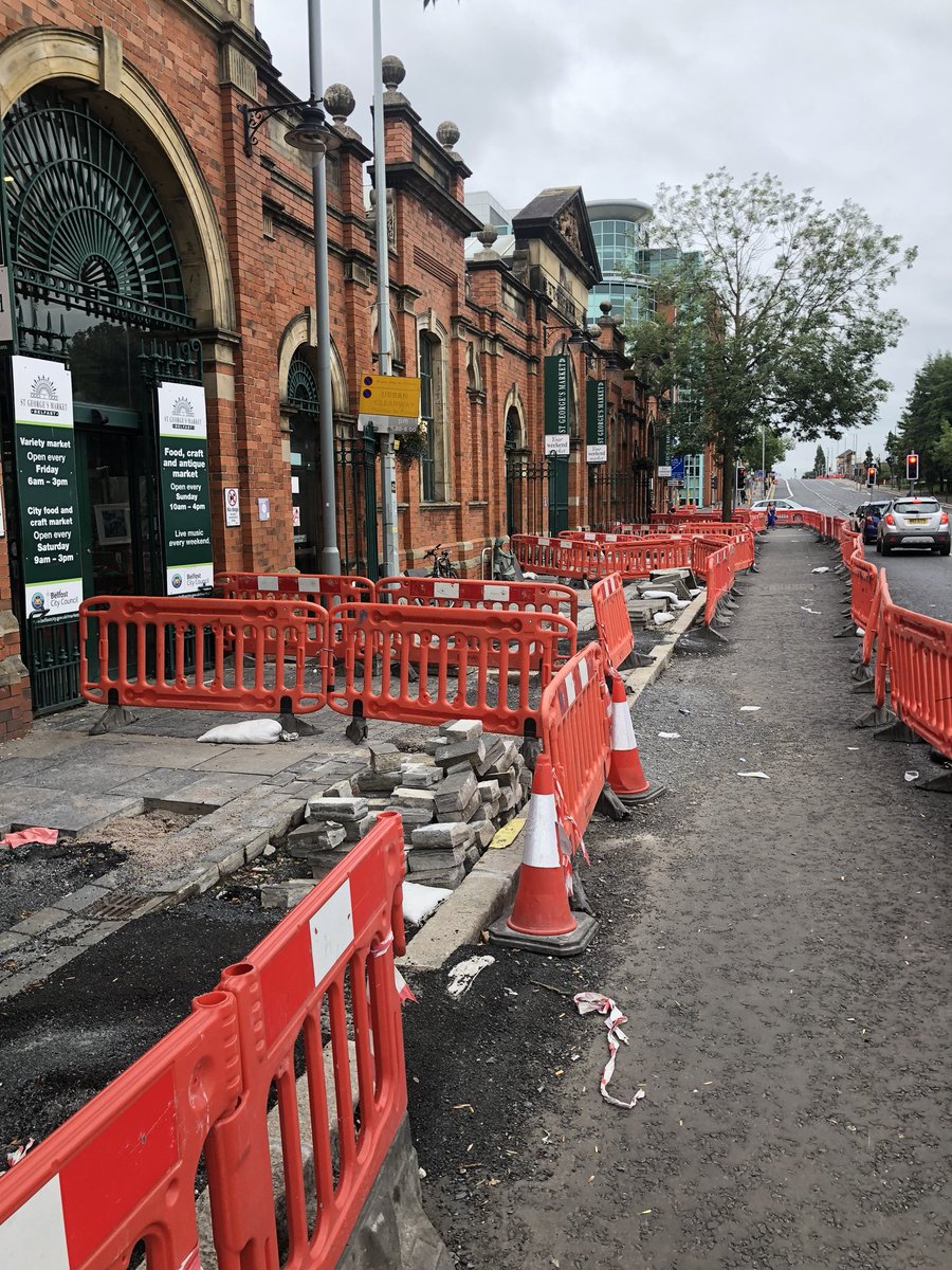 We don’t often complain or moan.. but as a trader at <a href="/StGeorgesBEL/">St George's Market</a> we’ve had to put up with this mess for almost 4 months at the entrance to our beautiful award winning #stgeorgesmarket . Would love to see it finished soon <a href="/deptinfra/">Department for Infrastructure</a> <a href="/belfastcc/">Belfast City Council</a>