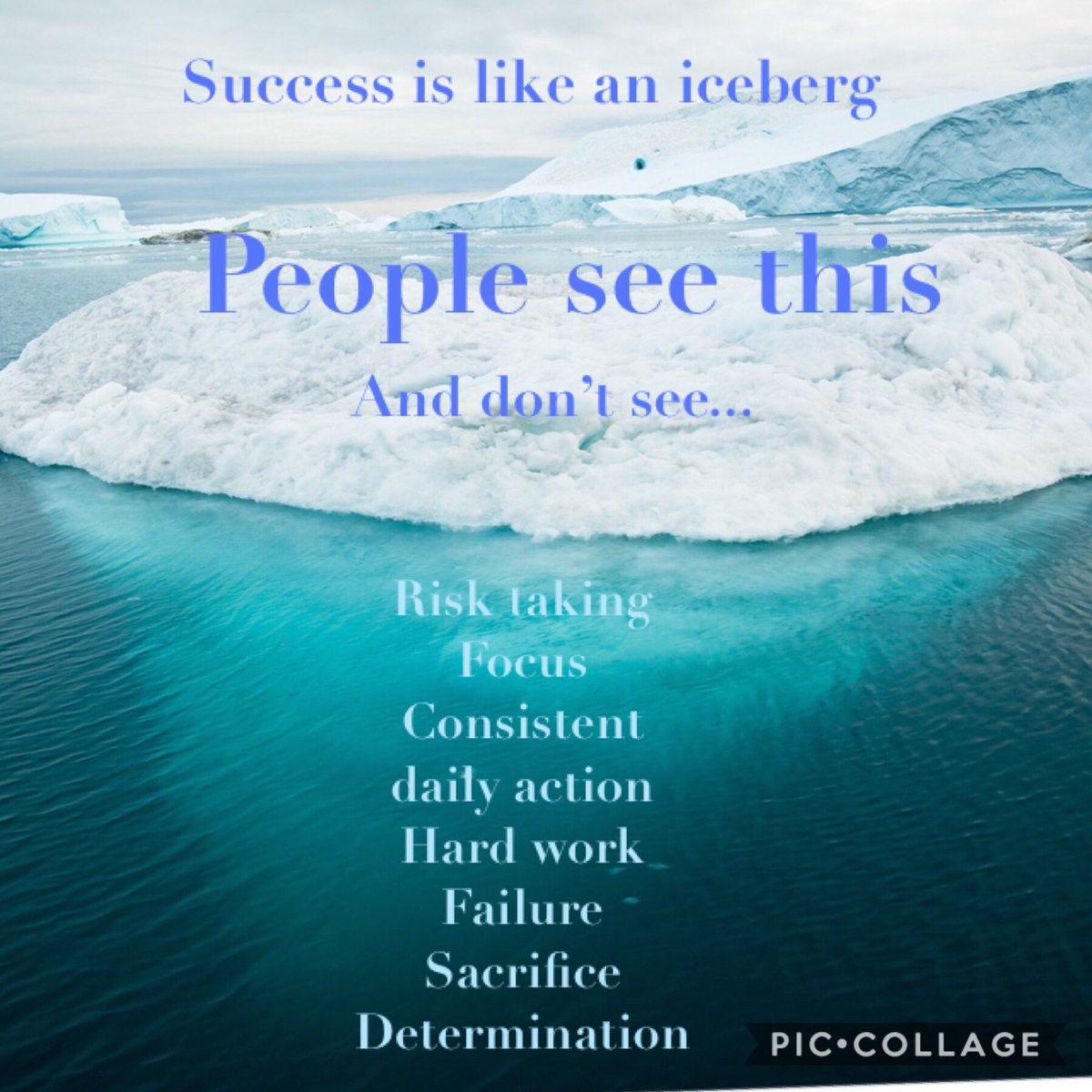 NikkiAlderson2's tweet photo. Success is like an iceberg #success #sacrifice #consistentdailyaction https://t.co/CIdfBfafyK