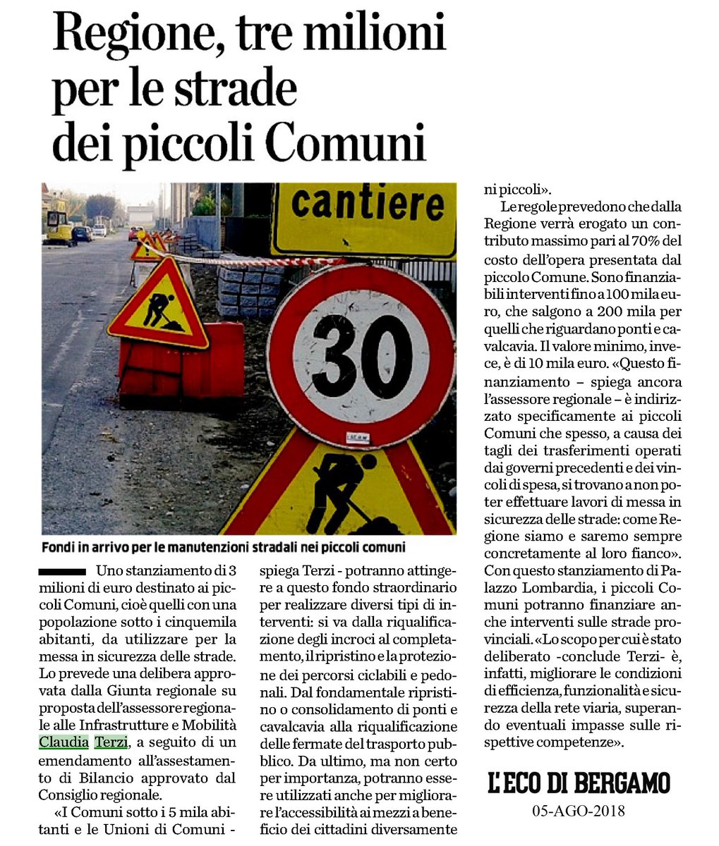 FontanaPres's tweet image. Tre milioni da @RegLombardia per le #strade dei piccoli #Comuni sotto i 5mila abitanti, per migliorare ponti, incroci, percorsi ciclopedonali, #fermate dei mezzi pubblici oltre che l'#accessibilità per diversamente abili.

#RegioneLombardia #Lombardia #LombardiaAlLavoro
