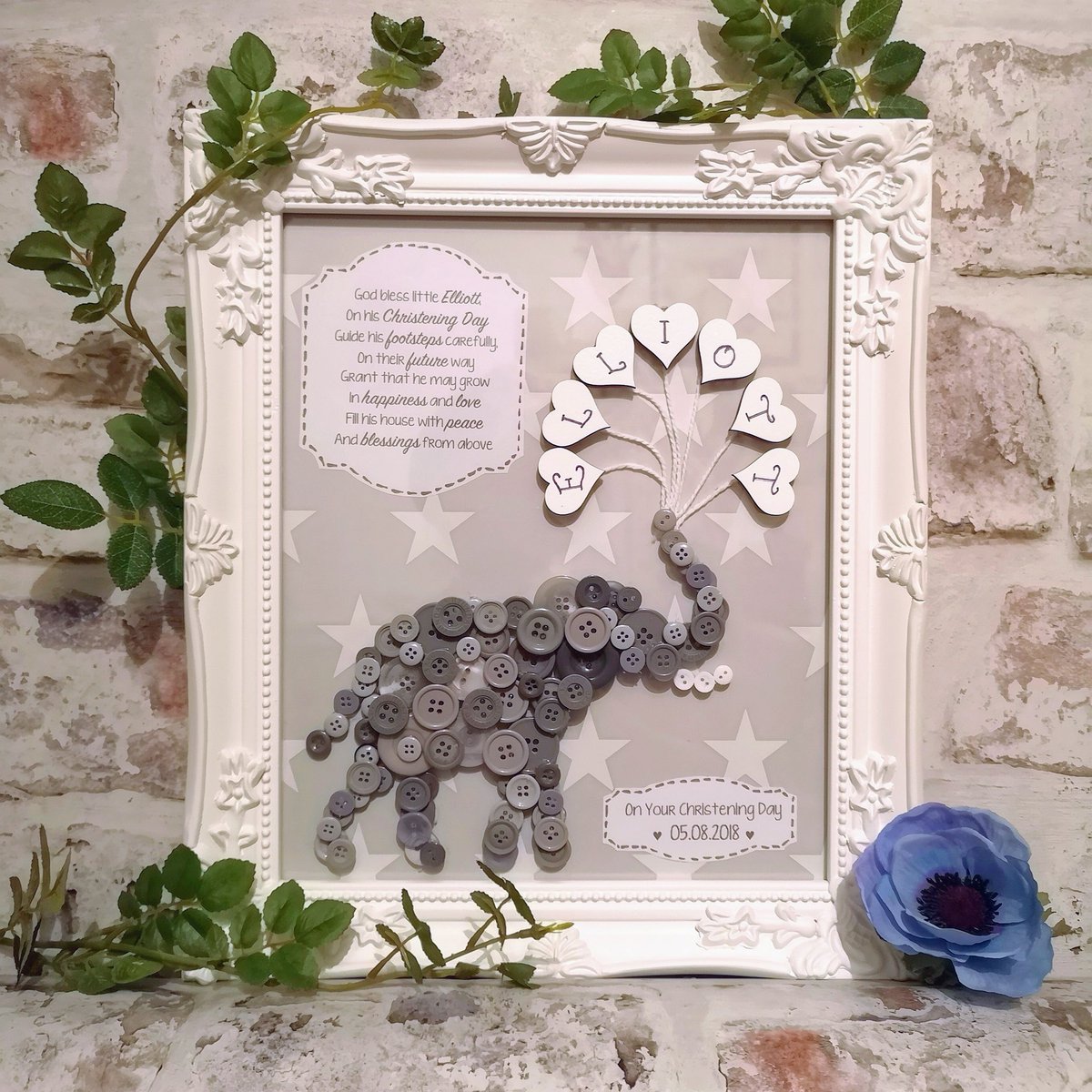 YouMakeMeCrafty's tweet photo. #UKgifthour We have a great #christening #newborn Gift Idea! Elephant Button Frame, It’s personalised with name and date, but most of all #handmadewithlove
#Elephant #giftideas #buttonframe #buttonart #notjustacard #elephantgift #shopsmall #leeds #handmadegifts #newbaby https://t.co/wVoP0K5Ct3