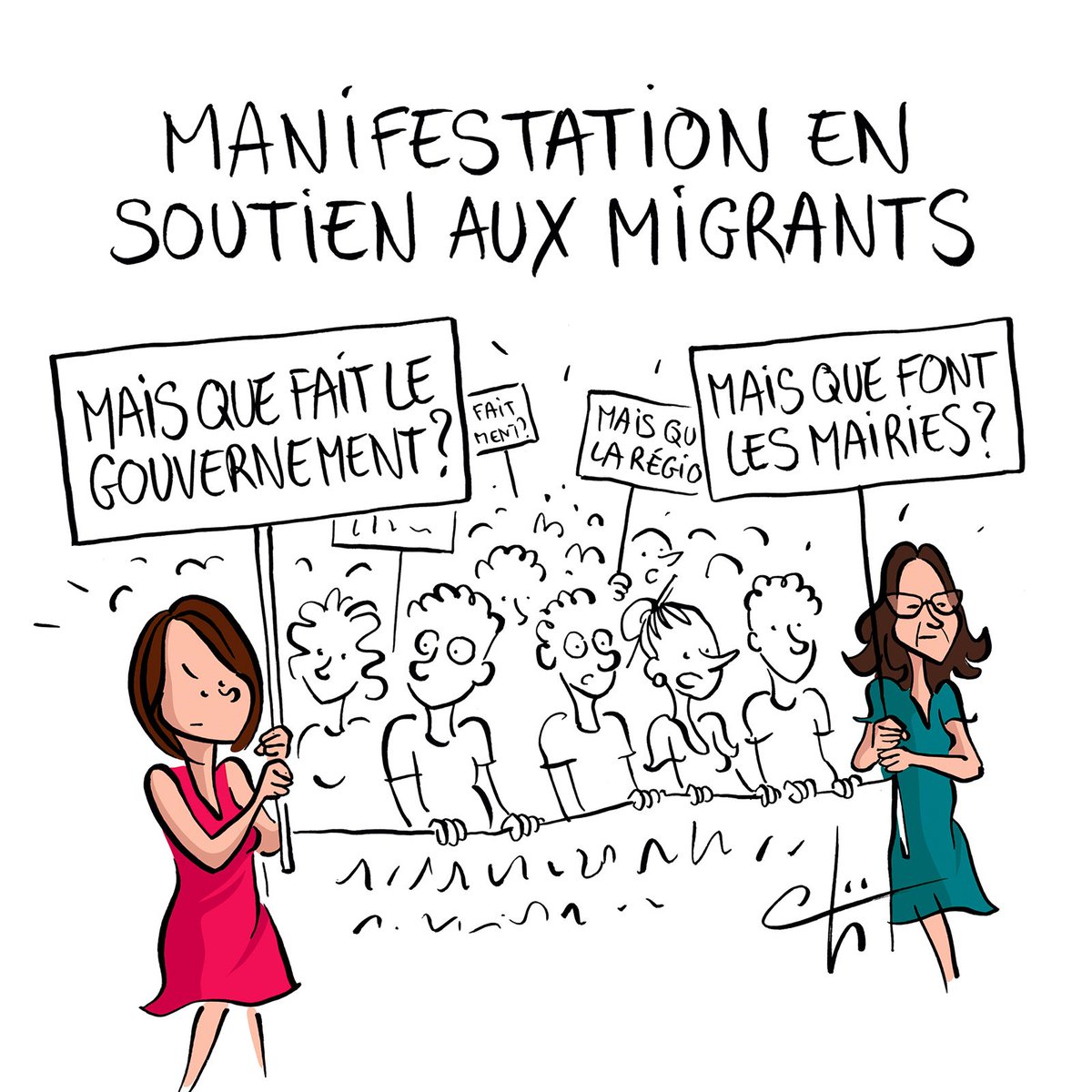 Baptiste_Chouet's tweet photo. #Nantes. Migrants : chacun se rejette la balle.
Manifestation de soutien, hier. Mon dessin du jour dans Ouest-France.
#migrants #manif https://t.co/Z3GodKSfnK