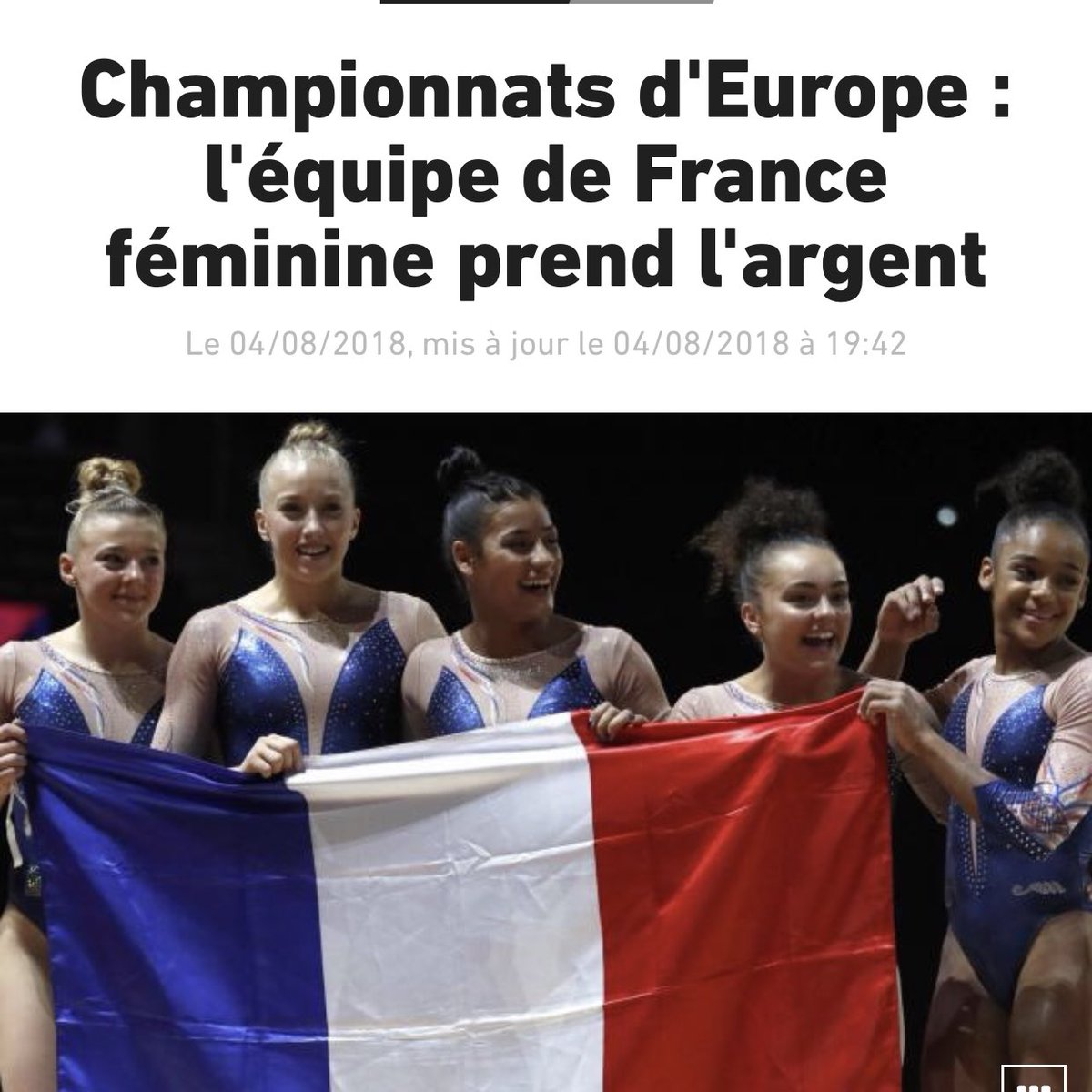 Gwladys Epangue (@gwladysepangue) on Twitter photo Un grand bravo aux bleues 🇫🇷 de la GAF qui remportent une fantastique médaille d’argent 🥈 par équipe aux Championnats d’Europe de #Glasgow2018 #espritbleu
<a href="/ffgym/">firstflips</a> <a href="/colinedevillard/">KHatake 🍥</a> <a href="/marineboyer974/">Marine Boyer</a> <a href="/Melaniedejesusm/">Melanie~</a> #LoretteCharpy et #JulietteBossu
🤝<a href="/KRabaud/">Kévinn RABAUD</a> Un grand bravo aux bleues 🇫🇷 de la GAF qui remportent une fantastique médaille d’argent 🥈 par équipe aux Championnats d’Europe de #Glasgow2018 #espritbleu
<a href="/ffgym/">firstflips</a> <a href="/colinedevillard/">KHatake 🍥</a> <a href="/marineboyer974/">Marine Boyer</a> <a href="/Melaniedejesusm/">Melanie~</a> #LoretteCharpy et #JulietteBossu
🤝<a href="/KRabaud/">Kévinn RABAUD</a>